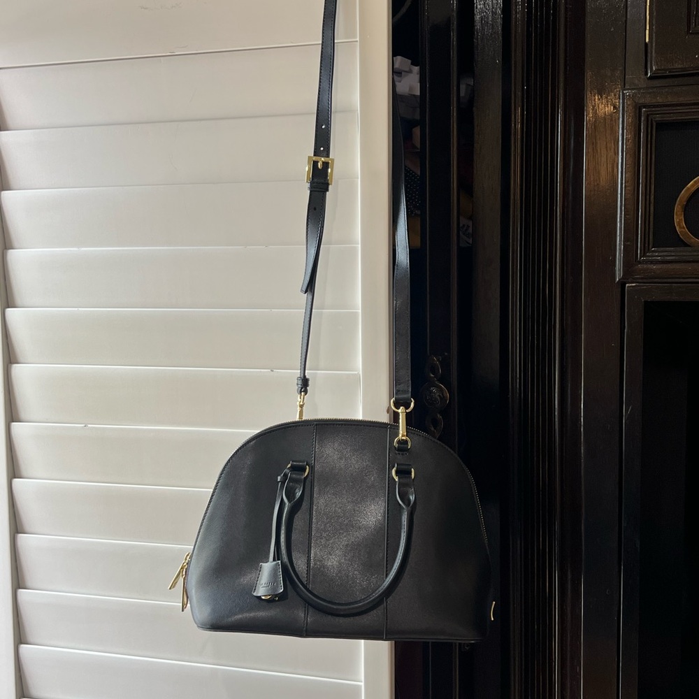 Ted Baker Black Satchel Bag Bowling Bag with Gold Accents - Picture 3 of 6